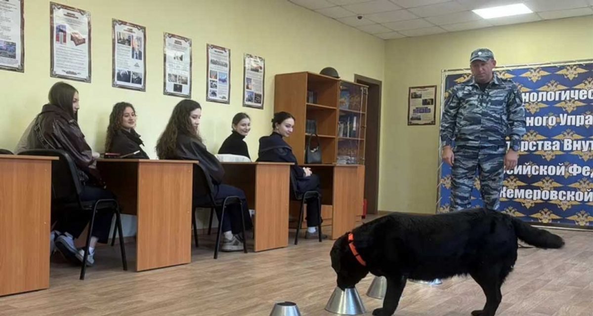Студентам техникума в Новокузнецке показали дрессировку служебных собак